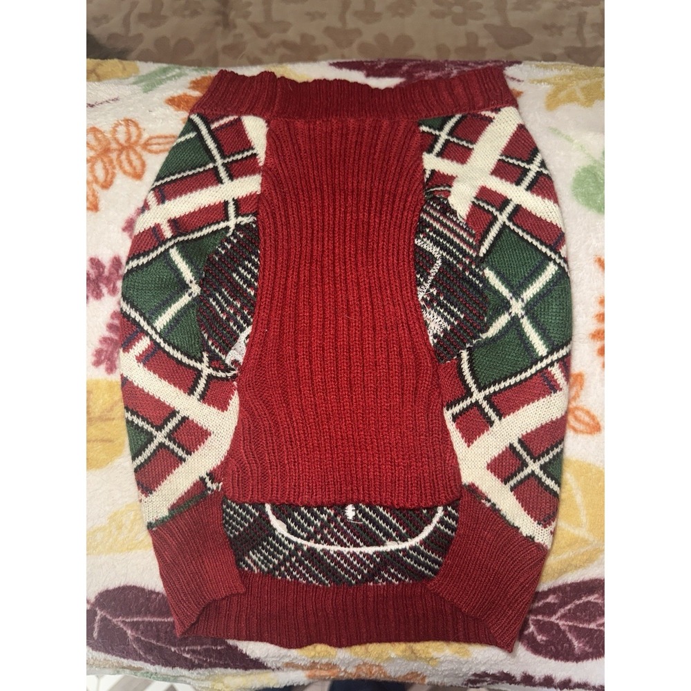 Snowman Argyle Dog Sweater Christmas Winter‎ Small - Picture 2 of 3